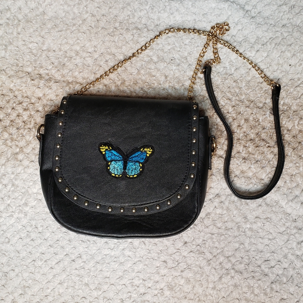Black butterfly handbag